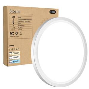 lot 4208 image: Flush Mount Ceiling Light Fixtures - 3000K-4000K-6500K & 100W Equivalent Flat Led Lights for Room Ceiling,7.5Inch Ultra Thin Round White Ceiling Lights for Living Room,Bedroom,Kitchen,Bathroom,Hallway