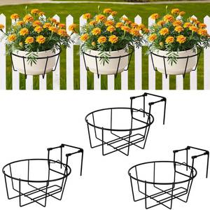 lot 5388 image: OYMVEKIK Adjustable Hanging Railing Planter, 3 Pack Fit 1.5 to 4.5 Inches Railing, Weather-Resistant Metal Balcony Rail Planters, Work for Outdoor Fence Deck Garden Patio Halloween Christmas Decor