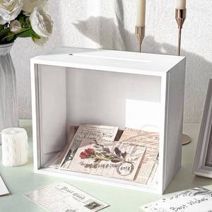 lot 5395 image: OurWarm White Wedding Card Box with Slot, Wooden Card Box for Wedding Reception, Large Envelope Wedding Boxes for Cards, Money Gift Cards Holder for Party, Birthday, Baby Shower, Graduation