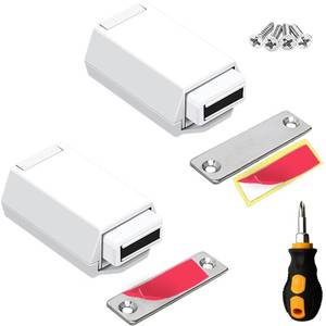 lot 6267 image: Magnetic Push to Open Cabinet Hardware CBRIVE 2 Pack Heavy Duty Push Latch & Lock for Hidden Door Touch Latches and Catch Magnet Push Release Drawer Pull Tip on RV Closet Close Strong Pop Out, White
