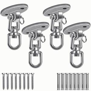 lot 6280 image: SELEWARE Ceiling Swing Mount Stainless Steel Swing Hangers Free Swivel Swing Hooks for Yoga Swing Indoor Outdoor Swing Set Porch Swing Chair Punching Heavy Bag 2000 lbs Capacity 4 Pack