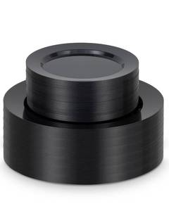 lot 9804 image: BESTVIP 100PCS Black Disposable Plastic Plates, Disposable Party Plates with 50 Dinner Plates and 50 Dessert Plates, Plastic Plates for Party, Wedding Birthday (Black, 100PCS)