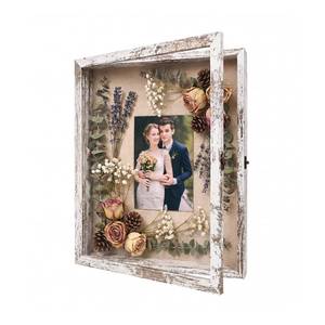 lot 9815 image: TILBLKUP Shadow Box Frame Display Case 13x16 Shadow Box with Linen Back, Real Glass Window Door with Hinge, Picture Frame for Memorabilia Medals Wedding Bouquet Collections, Memory Box for Keepsakes