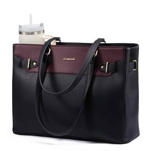 lot 11194 image: LOVEVOOK Laptop Tote Bag for Women Work, Teacher Tote Bag with Large Cup Holder, 15.6 Inch Waterproof Leather Computer Bag
