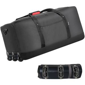 lot 11203 image: Finnhomy 120L Foldable Rolling Duffel Bag with 3 Wheels, Light Weight Travel Duffel bag with Large Loading Capacity, 32 Rolling Duffel bag with Shoulder Strap (Black)