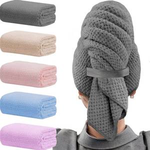 lot 11213 image: Wuwahold Microfiber Hair Towels, Waffle Hair Towel Set, Super Soft Highly Absorbent, Sturdy Quick Drying Turbans for Long, Thick, Curly Hair (5 Pack, 40 x 20)