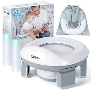 lot 11225 image: Orzbow Portable Potty Training Toilet, Travel Potty Seat for Toddler Boys Girls with Splash Guard, Potty Training Essentials, Foldable, Includes Free Travel Bag and 40 Liners, IndoorOutdoor Use, Grey