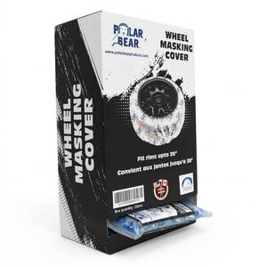 lot 12251 image: Polar Bear Wheel Masking Cover for Wheel Painting & Overspray Protection, Universal Fit 13��20 in Rims, Clear Plastic Sheet wElastic Band, Includes 8 Securing Cards, 1-Pack (Covers 1 Wheel)