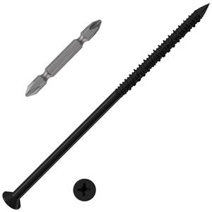 lot 12281 image: WenSilon(100 PCS) 14 x6 Black Concrete Screw Anchor Black Flat Head for Anchoring to Masonry, Block or Brick Stucco