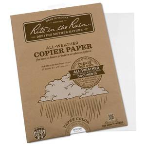 lot 12283 image: Rite In The Rain Weatherproof Laser Printer Paper, 8.5 x 11, 20# White, 50 Sheet Pack (No. 8511-50) (Used)