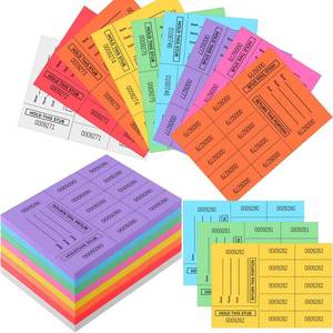 lot 12285 image: Kosiz 300 Sheets Raffle Tickets Sheets Hold This Stub Chinese Auction Basket Raffle Tickets for Silent Events Fundraiser(10 Bid,Bright Color)