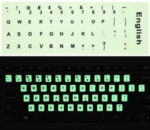 lot 12307 image: 2PCS Pack Universal English Keyboard Stickers Glow in The Dark, Keyboard Letters Stickers for Computer Laptop Notebook Desktop (English-Glow)