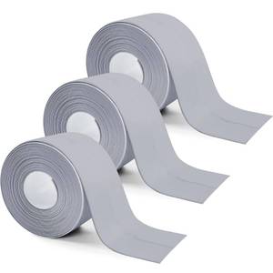 lot 12310 image: 3 Rolls 10.5 Feet Caulk Tape Toilet Caulking Strip Self Adhesive Bathroom Sealing Peel and Stick Caulk Strip for Bathtub, 1.5 Inches (Grey)