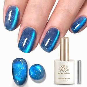 lot 12312 image: Born Pretty Deep Sea Blue Bubble Cat Magnetic Eye Gel Polish,15ML Spring Summer Bubble Holographic Reflective Glitter Jelly Translucent Magnetic Gel Polish for Vacation Travel,Festival & Party (Used)