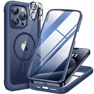 lot 12334 image: Miracase Magnetic for iPhone 12 Pro Max Case Compatible with MagSafe Full-Body Phone case with Built-in Glass Screen Protector& Camera Protector, Military Drop Proof 12 Pro Max Cover, Blue