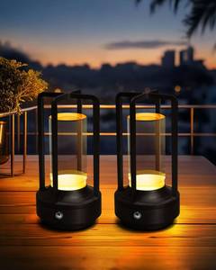 lot 13876 image: Jinchangming Set of 2 Cordless Table Lamps, LED Rechargeable Battery Operated Desk Lamps with 3 Color Stepless Dimmable, Small Light Portable for Outdoor Patio Bar Restaurants Bedroom Bedside (Black)
