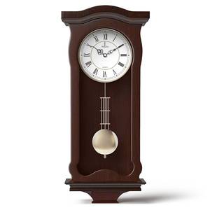 lot 13881 image: Chiming Wall Clock with Pendulum - Schoolhouse Regulator Clock with Westminster Chime - Battery Operated for Living Room, Office & Home Decor 17x11