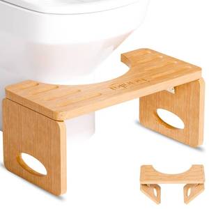 lot 13907 image: Beinilai Foldable Toilet Stool,7 Inches Poop Stool for Bathroom,Bamboo Toilet Stool Squat Adult,Potty Stool with Anti-Slip Strip