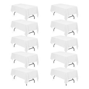 lot 13923 image: BRILLMAX 10 Pack White Tablecloths 60 x 102 Inch for 6ft Rectangle Tables - 150 GSM Polyester Fabric, 15 Standard Drop, Water, Stain & Wrinkle Resistant Cloth Cover for Wedding Dining Buffet
