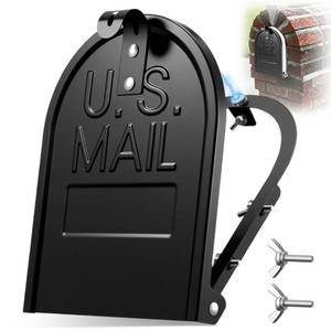 lot 14087 image: Moxweyeni 6 14 Inch by 8 Inch Mailbox Door Replacement - Snap-in Brick Mailbox Insert - Black Steel Metal Postbox Repair Kit, Easy Fix for Standard Doors