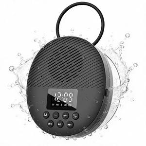 lot 14091 image: Shower Radio Speaker with Bluetooth 5.4, AGPTEK Waterproof Wireless Bathroom FM with Suction Cup 12H Long Playback Time, Lanyard, LCD Screen Display, Handsfree Calling, Storage Card Playback (Black)