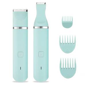 lot 14095 image: Bikini Trimmer for Women,2 in 1 Personal Elecrtric Razor Shaver Rechargeable with Snap-in Ceramic Blades,Lady Pubic Hair Private Area Legs Arms,Green