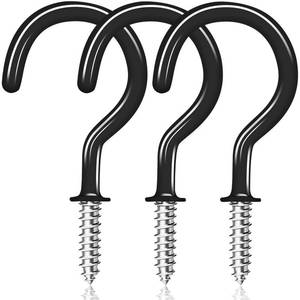 lot 14101 image: JEGONFRI 30 Pack Ceiling Hooks, 2 Inch Vinyl Coated Screw-in Hooks Hanging Plants & Flower Baskets, Multi-Function Cup Hooks for Indoors Outdoors - Black