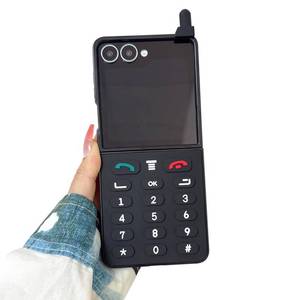 lot 14108 image: GO-VOLMON Cute Girls Case for Samsung Galaxy Z Flip 7 Hard PC 3D Design, Retro Funny Cover Black Phone Pattern, Man and Woman Kawaii Creative Case for Galaxy Z Flip 7