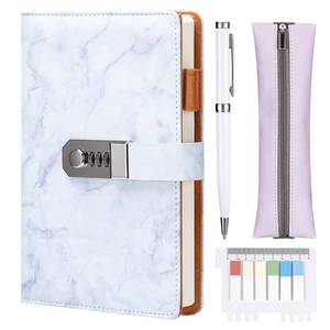 lot 14113 image: Nicpro Marble Diary with Lock for Girls and Women, Lockable A5 Secret Journal Set 300 Pages for Teen Girls, Refillable Notebook with Pen, Pencil Pouch, Index Stickers