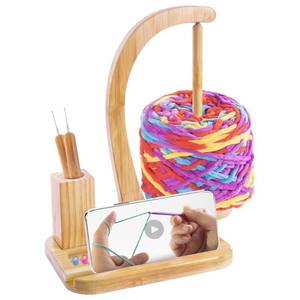 lot 14126 image: Upgraded Yarn Holder for Crocheting and Knitting,Wooden Crochet Yarn Holder Magnetic Yarn Spinner with Crochet Accessories Storage and Phone Stand,Yarn Ball Holder Crochet Gift for Knitting Lovers