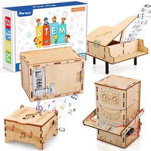 lot 14139 image: Poraxy 4 Set STEM Kits for Kids Ages 8-10 10-12, Toys for Ages 8-13, Music Box, Robot 3D Puzzle Educational Science Building Projects Crafts, Birthday Gifts for Boys Girls 7 8 9 10 11 12 13 Year Old