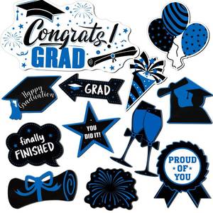 lot 14147 image: Weewooday 12 Pcs Graduation Magnetic Decals Decorations Class of 2026 Congrats Grad Car Magnets Stickers for Graduation Party Cruise Garage Door Refrigerator Decorations Supplies(Blue)