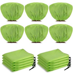 lot 14163 image: Wesnoy 12 Pcs Winter Plant Covers Freeze Protection 39.4x23.6 Inch Horizontal Shrub Tree Rose Plant Protection Bags Frost Blanket with Drawstring for Fall Winter Outdoor Garden Planting (Brown)
