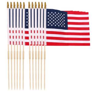 lot 14166 image: 12 Pack 12x18 Inch American Flags for Outside on Stick, Vivid Color US Flags with Kid-Safe Spear Top, Patriotic 4th of July Decorations for Parades, Graves, Memorial Day, 250th Anniversary Yard Flags