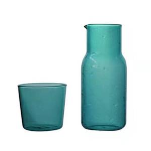 lot 14175 image: Sappiedear Bedside Glass Water Carafe Set with Cup, Glass Carafe with Lid Mouthwash Cups for Bedroom Bathroom Juice Wine Milk