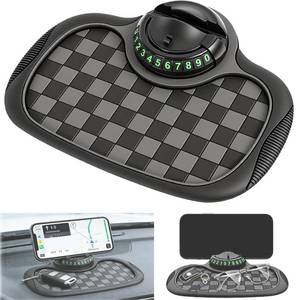 lot 14180 image: Multifunction Car Anti Slip Mat,Multi-Functional Support Anti-Slip Pad,360° Rotatable Phone Holder Car Dashboard Mat with Temporary Parking Number Plate PVC Grid Style Mat,car Buddy Dashboard