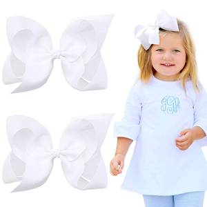 lot 14181 image: 2PCS Oaoleer Layered Grosgrain Ribbon Alligator Hair Clips, White 6-inch Barrettes for Girls, Infants, Toddlers, Kids, and Teens