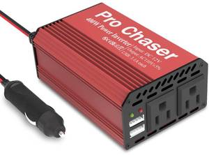 lot 14197 image: Pro Chaser 400W Power Inverters for Vehicles - DC 12v to AC 110v Car Inverter Converter, 6.2A Dual USB Charging Ports, Dual AC Adapter for Laptops Air Compressor