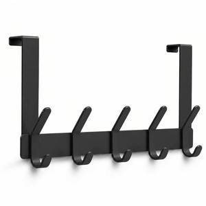 lot 14206 image: CHAUNCEY HOME Over The Door Hooks Hanger with 7 Arms for Hanging Heavy Coats, Towel, J7U, Perfectly Fits US Standard 1 38-inch Doors, Towel Rack Bathroom Organizer Holder, Rustproof, Matte Black