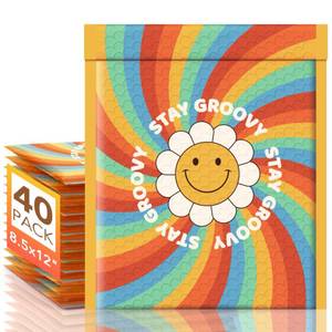 lot 18212 image: Metronic Bubble Mailers 8.5x12 Inch 40 Pack Usable Size 8.5x11 Colorful Sunshine Style, Cute Bubble Mailer Waterproof Padded Envelopes Self Seal, Cushioning Mailer for Small Business Supplies