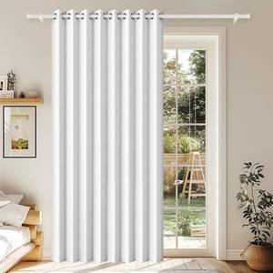 lot 18213 image: HMYI Pleated Look Sliding Door Curtains - Magnetic Closure 100% Blackout Thermal Insulated Window Drapes for Doorway, Closet, Room Divider, 1 Panel, W60 x L80, Grayish White