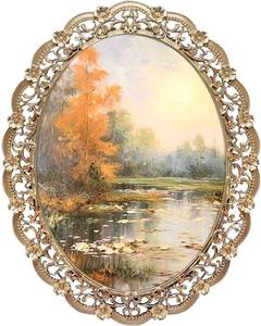 lot 18218 image: GIFTY GIFTY Victorian Oval Photo Frame  6x8 In  For Vertical Display on Tabletops  Perfect for Home Decor, Wedding, Vacation, Graduation, Or Any Milestone Photos (Gold)
