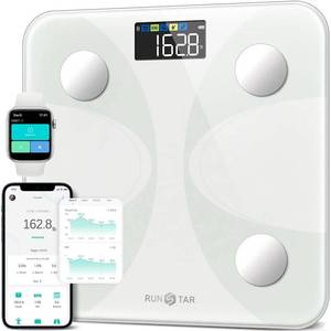 lot 18220 image: Scale for Body Weight and Fat Percentage, RunSTAR Digital Accurate Bathroom Smart Scale with Large Display, FSA&HSA Eligible 13 Body Composition Analyzer Sync App, White