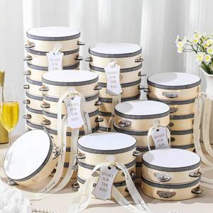 lot 18224 image: Lukmaa 36 Set 4 inch Wedding Tambourines Bulk for Adults Wooden Hand Held Drum with Metal Jingles, Gift Tags, White Tambourine Gift Musical Instrument for Church Wedding Party Favor
