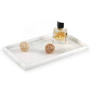 lot 18228 image: Koville African Natural Marble Tray, 12x7 Coffee Table VanityDecorative Tray for Jewerly, Watch, Perfume Candle Tray for BedroomBathroomKitchen Countertop