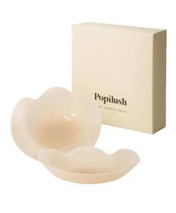 lot 18231 image: Popilush Nipple Covers - Silicone Reusable Sticky Bra, Pasties, Cute Cat Paw Shape, Seamless Adhesive with Ultra-Thin Edge Size M Color Cr�me
