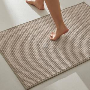 lot 18234 image: TYUU Bathroom Rugs Non Slip Washable, Super Absorbent Thin Bath Mat Quick Dry Low Pile Bathroom Rug, Beige 24x47
