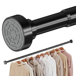lot 19660 image: Supforce No Drilling Closet Rods for Hanging Clothes, Non Slip Tension Rod with Heavy Duty Clothes Hanging Rod, 17-69 Inches Adjustable Spring Closet Rod for Closet Wardrobe Bathroom Laundry RV, Black