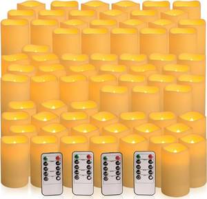 lot 19668 image: YOROXRG Set of 72 Waterproof Outdoor Flameless Candles, LED Candles with 4 Remote and Timer,(H 4 5 6 x D 2.2),for Halloween Wedding Festiv