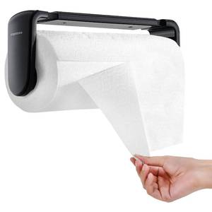 lot 19671 image: simpletome Paper Towel Holder ONE Hand Tear Adaptive Tension Arm Adjustable Length 9.4-11inch24-28cm (Black)